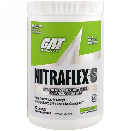 GAT, NITRAFLEX + Creatine, Lemon Lime, 14.8 oz (420 g)
