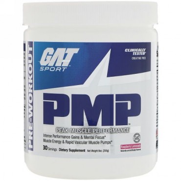 GAT, PMP、 プレワークアウト、 ピーク マッスル パフォーマンス、 ラズベリーレモネード、 9 oz (255 g)