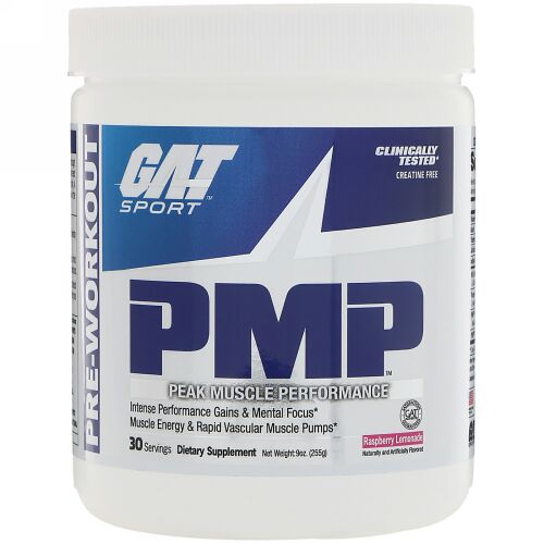 GAT, PMP、 プレワークアウト、 ピーク マッスル パフォーマンス、 ラズベリーレモネード、 9 oz (255 g)