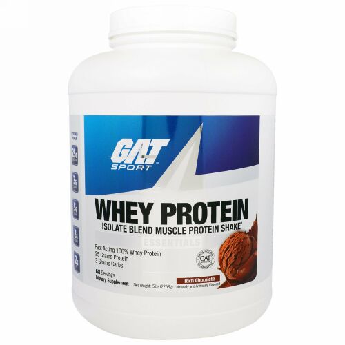 GAT, ホエイタンパク質・アイソレート・ブレンドマッスル・プロテインシェイク、エッセンシャル、リッチチョコレート、5 ポンド（2268 g）