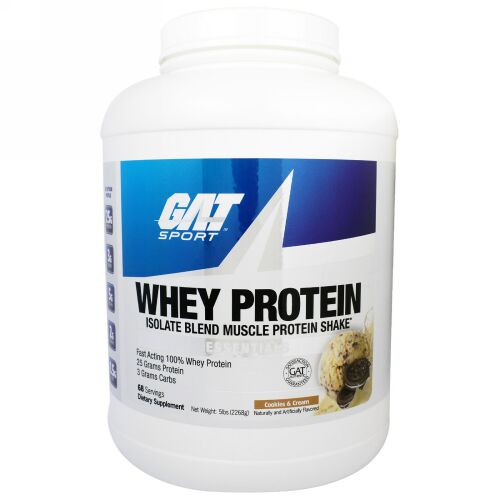GAT, ホエイタンパク質・アイソレート・ブレンドマッスル・プロテインシェイク、クッキー＆クリーム、5 ポンド（2268 g） (Discontinued Item)
