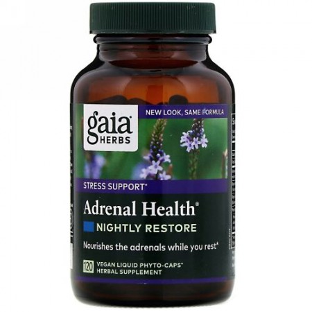 Gaia Herbs, アドレナルヘルス、 ナイトly リストア、 120 ヴィーガン液体フィトカプセル