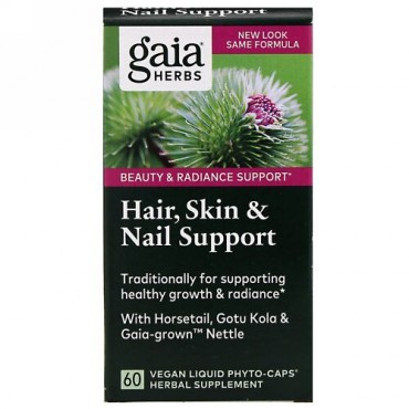 Gaia Herbs, 髪、肌、爪のサポート、植物性液体フィトカプセル60粒