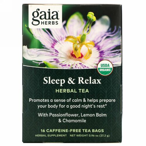 Gaia Herbs, ハーブティー、スリープ&リラックス、ノンカフェイン、ティーバッグ16個、27.2g（0.96オンス）