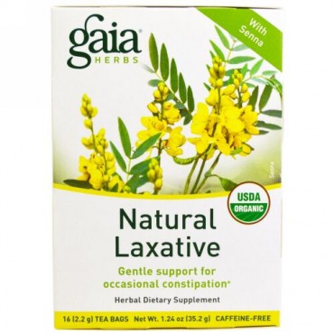 Gaia Herbs, ナチュラルラクサティブ、 カフェインレス、 16ティーバッグ、 1.24 oz (35.2 g)