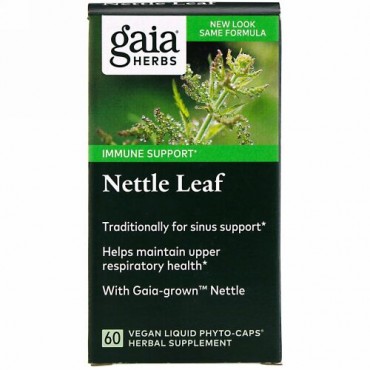 Gaia Herbs, イラクサ葉、カプセル60粒（ビーガン対応液体フィトカプセル）