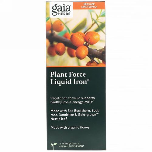 Gaia Herbs, Plant Force Liquid Iron（プラントフォースリキッドアイロン）、473 ml