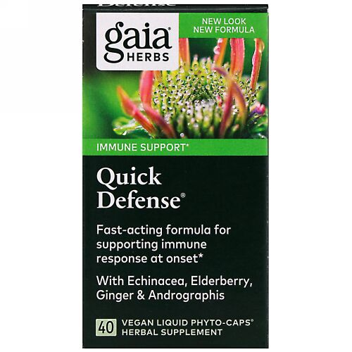 Gaia Herbs, Quick Defense（クイックディフェンス）、ビーガン液状植物性カプセル40粒