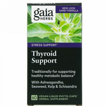 Gaia Herbs, サイロイドサポート、液状植物性カプセル60粒