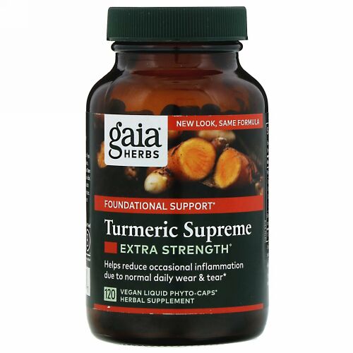 Gaia Herbs, ターメリックスプリーム、エキストラストレングス、ビーガンLiquid Phyto-Caps（液体フィトキャップ）120粒