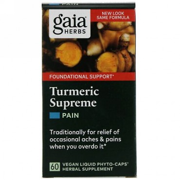 Gaia Herbs, ターメリックスプリーム、鎮痛剤、液状植物性Phyto-Caps（フィトキャップ）60粒 (Discontinued Item)