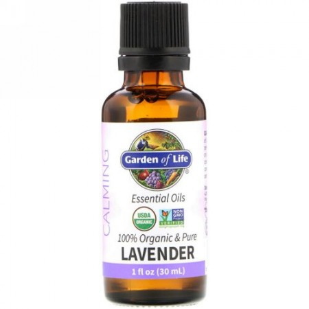 Garden of Life, 100% Organic & Pure, Essential Oils, Calming, Lavender, 1 fl oz (30 ml) (Discontinued Item)