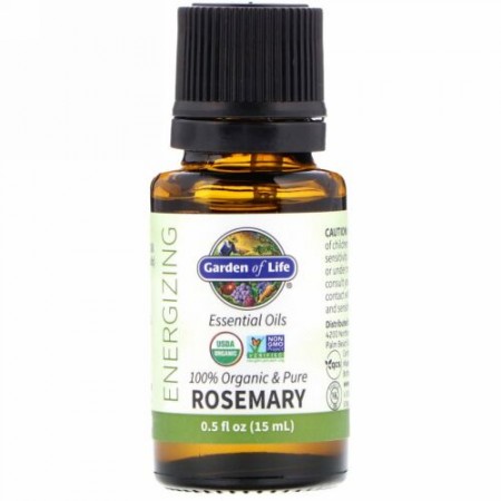 Garden of Life, 100% Organic & Pure, Essential Oils, Energizing, Rosemary, 0.5 fl oz (15 ml) (Discontinued Item)