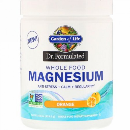 Garden of Life, 医師の処方、自然食品マグネシウムパウダー、オレンジ、14.8 oz (419.5 g)