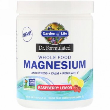 Garden of Life, 医師の処方、自然食品マグネシウムパウダー、ラズベリーレモン、14.9 oz (421.5 g)