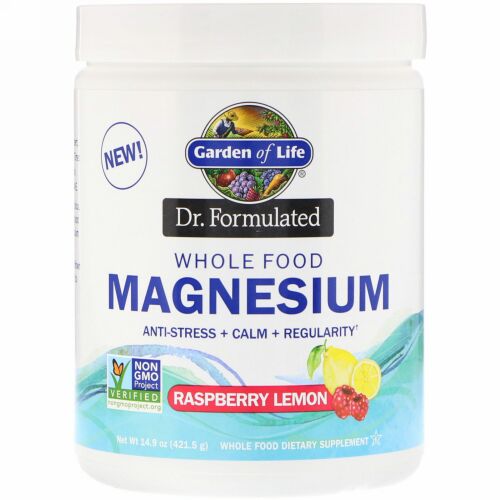 Garden of Life, 医師の処方、自然食品マグネシウムパウダー、ラズベリーレモン、14.9 oz (421.5 g)