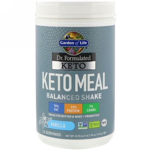 Garden of Life, Dr. Formulated Keto Meal Balanced Shake, Vanilla, 23.70 oz (672 g)