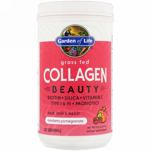 Garden of Life, グラスフェッドコラーゲンビューティ、クランベリーザクロ、270g（9.52oz）