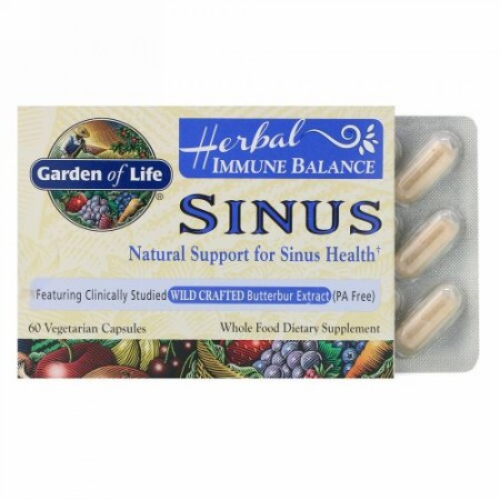 Garden of Life, Herbal Immune Balance, Sinus, 60 Vegetarian Capsules