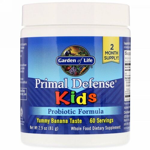 Garden of Life, キッズ、 Primal Defense、プロバイオフォーミュラ、ナチュラルバナナフレーバー、2.7オンス (76.8 g)
