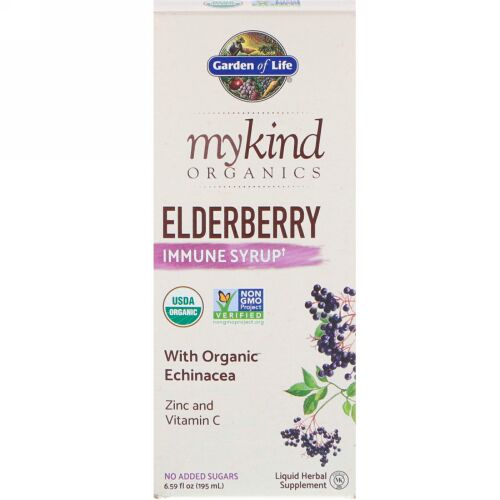 Garden of Life, マイカインドオーガニックス、エルダーベリーイミューンシロップ、195ml（6.59fl oz）