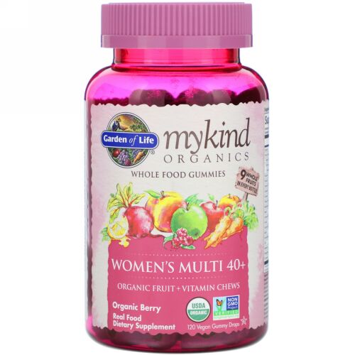 Garden of Life, MyKind Organics, Women's Multi 40+, Organic Berry, 120 Vegan Gummy Drops