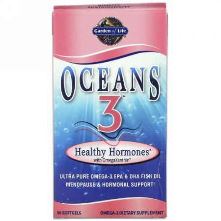 Garden of Life, Oceans 3, OmegaXanthinを含む健康的ホルモン, 90 ソフトジェル
