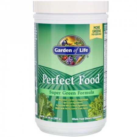 Garden of Life, パーフェクトフードスーパーグリーンフォーミュラ、300 g（10.58 oz）