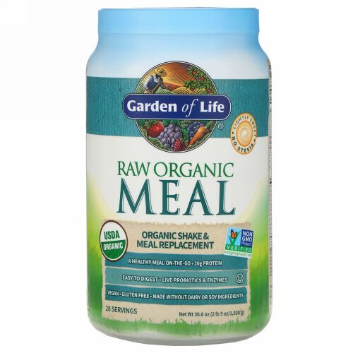 Garden of Life, 未加工オーガニックミール、シェイク＆ミールリプレイスメント、1,038g（2ポンド5オンス）