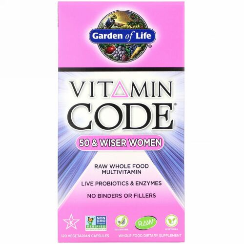 Garden of Life, Vitamin Code（ビタミンコード）、50歳以上の女性用、未加工の自然食品マルチビタミン、ベジカプセル120粒
