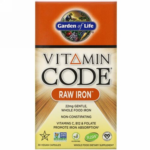 Garden of Life, Vitamin Code（ビタミンコード）、RAW（未加工）鉄、ビーガンカプセル30粒