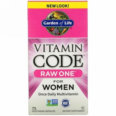 Garden of Life, Vitamin Code（ビタミンコード）、RAW One（ローワン）、1日1回の女性用マルチビタミン、ベジカプセル75粒