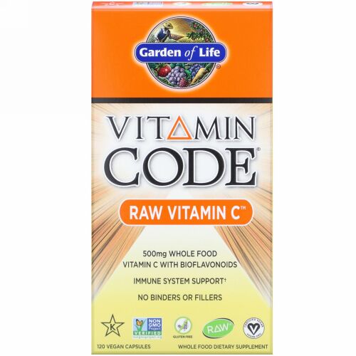 Garden of Life, Vitamin Code（ビタミンコード）、未加工ビタミンC、500mg、ビーガンカプセル120粒