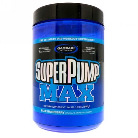 Gaspari Nutrition, スーパーパンプマックス、 ブルーラズベリーIce、 1.41 lbs (640 g)
