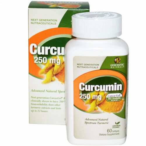 Genceutic Naturals, クルクミン、 250 mg、ソフトジェル60 錠