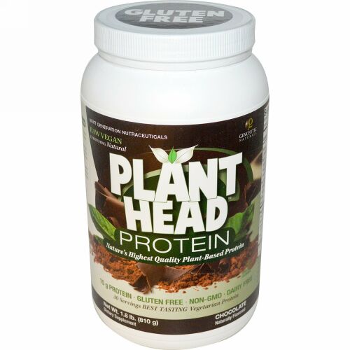 Genceutic Naturals, プラントヘッド・プロテイン、チョコレート、1.8 lb (810 g) (Discontinued Item)