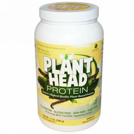 Genceutic Naturals, プラントヘッド・プロテイン、バニラ、1.7 lb (780 g) (Discontinued Item)