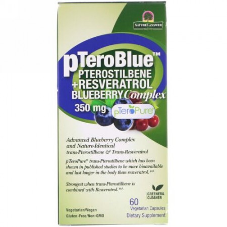Genceutic Naturals, pTeroBlue (pテロブルー)、プテロスチルベン + レスベラトロール、350 mg、60 V-キャップ (Discontinued Item)