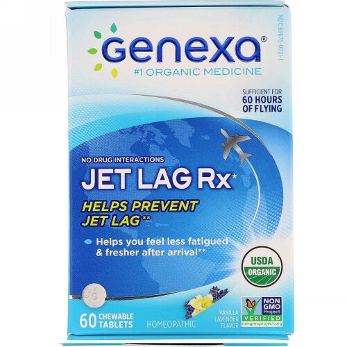 Genexa, ジェットラグRx、バニララベンダー風味、チュアブル60錠