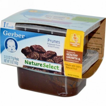 Gerber, ファーストフード　ネイチャーセレクト　プルーン　2パック　1パック当たり2.5 oz (71 g) (Discontinued Item)
