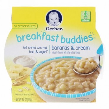 Gerber, Breakfast Buddies, Bananas & Cream, Toddler, 4.5 oz (128 g) (Discontinued Item)