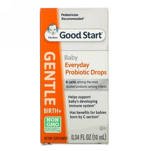 Gerber, Good Start（グッドスタート）、ジェントル、赤ちゃん用毎日のプロバイオティクスドロップ、新生児以上、10ml（0.34液量オンス）