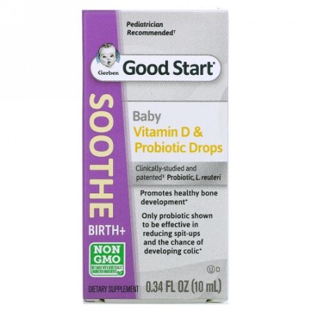 Gerber, スーズ、ビタミンD＆プロバイオティクスドロップ、新生児以上、10ml（0.34液量オンス）