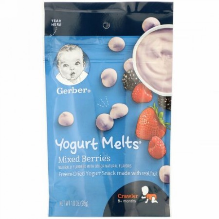 Gerber, Graduates（グラデュエイツ）、Yogurt Melts（ヨーグルトメルツ）、生後8か月以上、ミックスベリー、28g（1.0オンス）