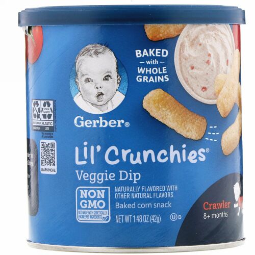 Gerber, Lil' Crunchies（リトルクランチー）、生後8か月以上、ベジディップ、42g（1.48オンス）