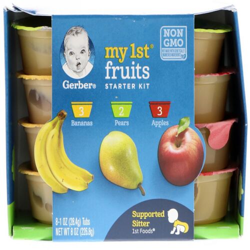 Gerber, My 1st Fruits, Starter Kit, 1st Foods, Bananas, Pears, Apples, 8 Tubs, 1 oz (28.4 g) Each (Discontinued Item)