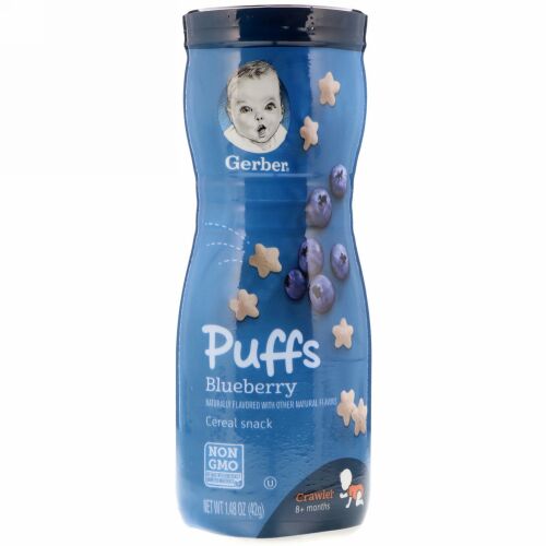 Gerber, パフ、シリアルスナック、8か月以上、ブルーベリー、42g（1.48オンス）