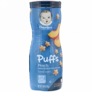 Gerber, パフシリアルスナック、生後8か月以上、モモ、ハイハイ期、42g（1.48オンス）