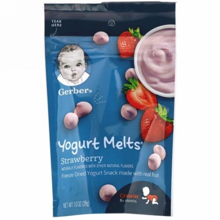 Gerber, Yogurt Melts（ヨーグルトメルツ）、8か月以上、イチゴ、28g（1.0oz）