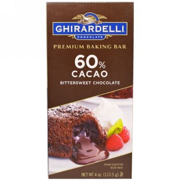 Ghirardelli, プレミアムベーキングバー, 60%カカオビタースイートチョコレート, 4オンス (113.5 g) (Discontinued Item)